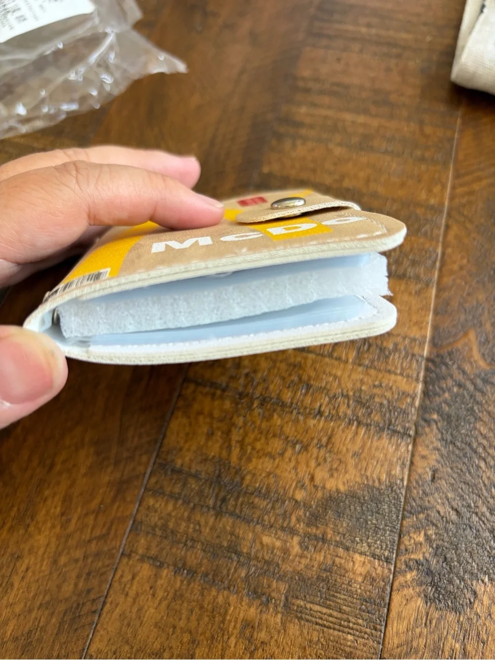 Beige & Yellow Snap Wallet Card Holder